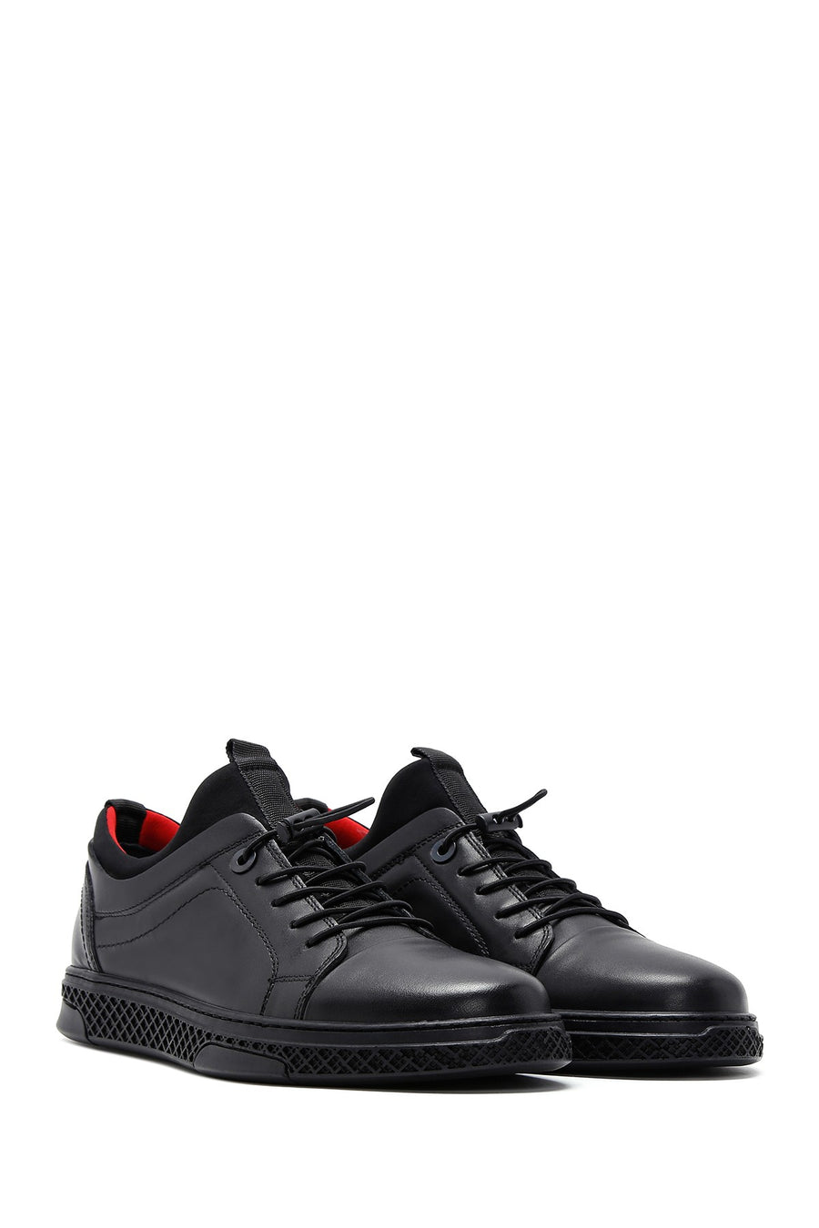 Men's Black Leather Casual Sneaker