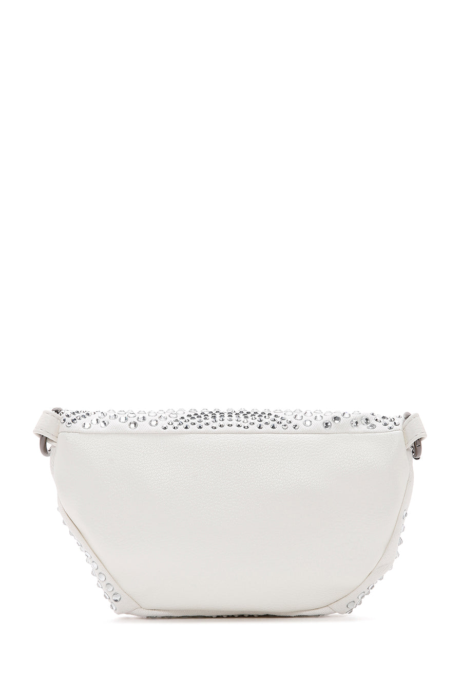 Women's White Long Strap Stone Cross Bag