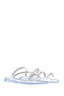 Women's White Jelly Transparent Stone Flat Slippers | Derimod