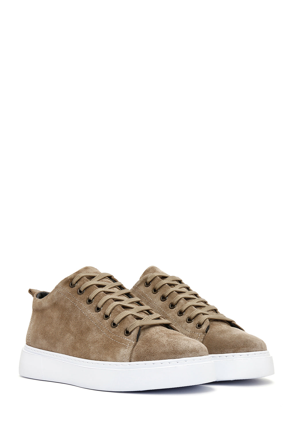 Erkek Vizon Bağcıklı Süet Deri Sneaker