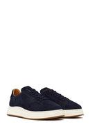 Male Navy Blue Lace-up Thick-soled Suede Leather Sneaker | Derimod