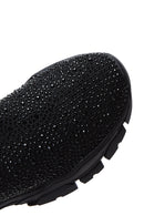 Derimod Zero Women's Black Thick-Soled Jeweled Fabric Sneaker | Derimod