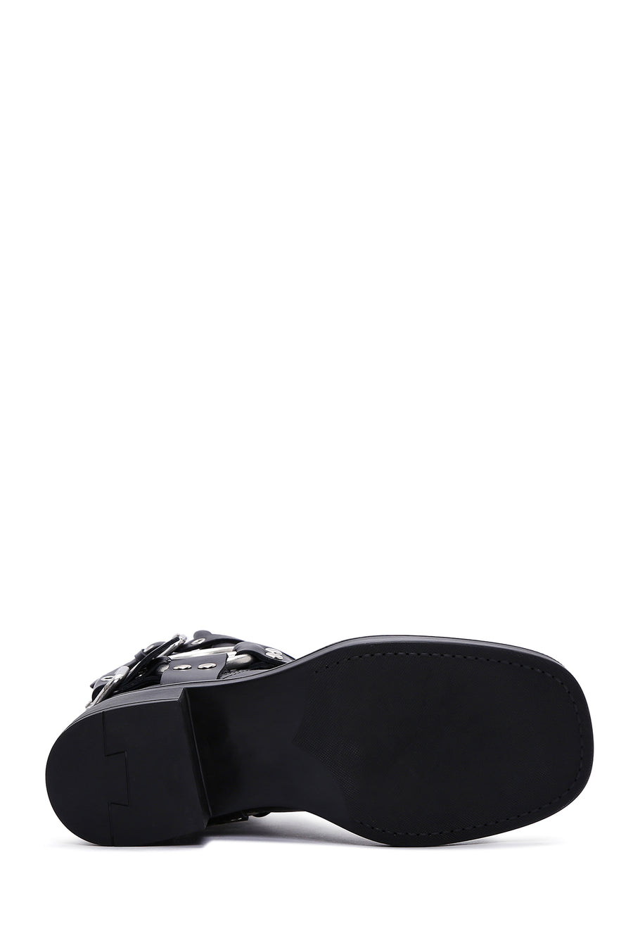 Women's Black Leather Buckle Boots