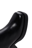Woman Black Chunky Heeled Zip Closure Leather Boots | Derimod