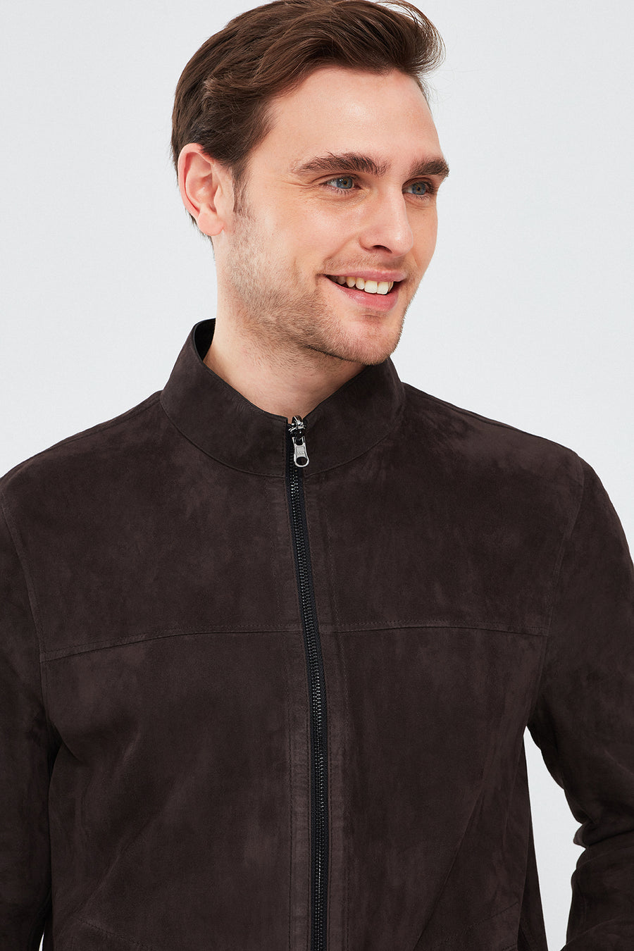Clint Men's Brown Suede Double-Sided Leather Jacket