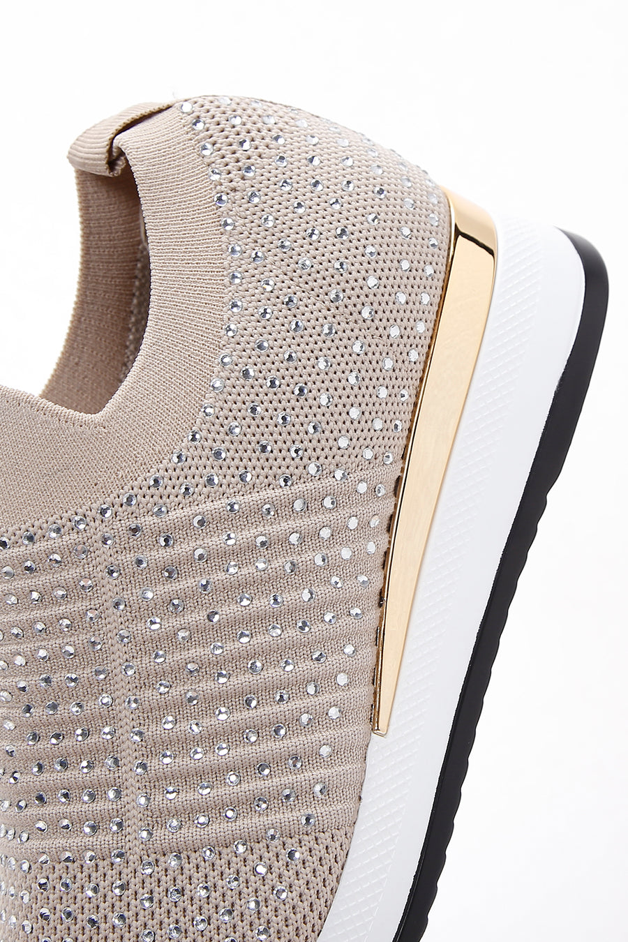 Kadın Bej Taşlı Kumaş Sneaker