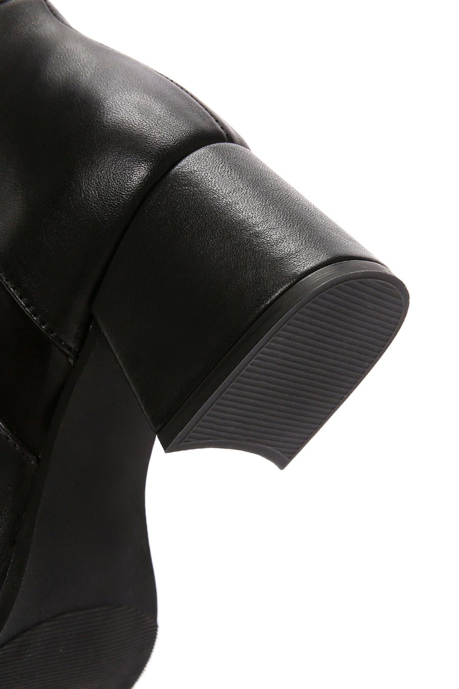 Women's Black Zipper Heeled Leather Boots