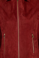 Lara Woman Burgundy Short Suede Jacket | Derimod