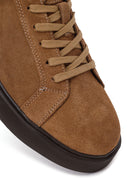 Male Brown Lace-Up Thick-Soled Suede Leather Sneaker | Derimod