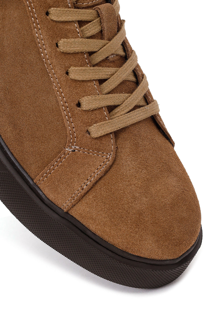 Male Brown Lace-Up Thick-Soled Suede Leather Sneaker