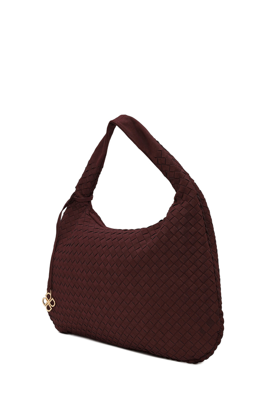 Kadın Bordo Örgülü Süet Omuz Çantası