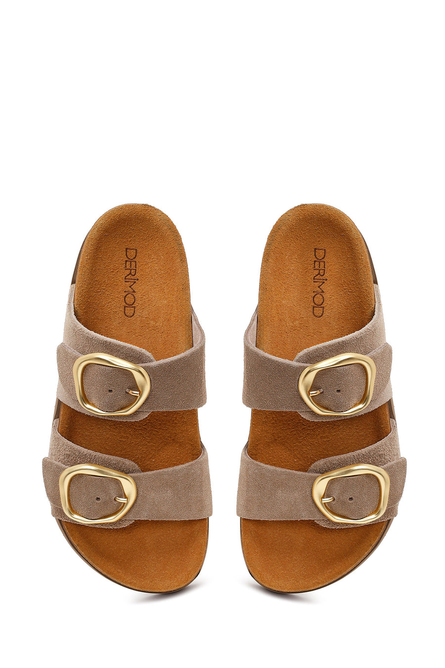 Woman Mink Double-Buckle Thick-Soled Suede Slipper