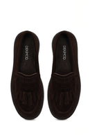 Woman Brown Thick-Soled Tassel Suede Loafer | Derimod