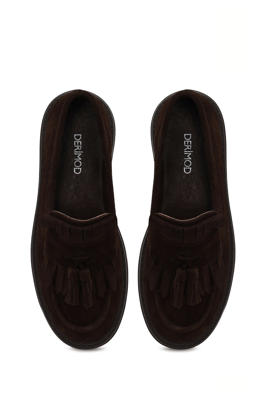 Woman Brown Thick-Soled Tassel Suede Loafer