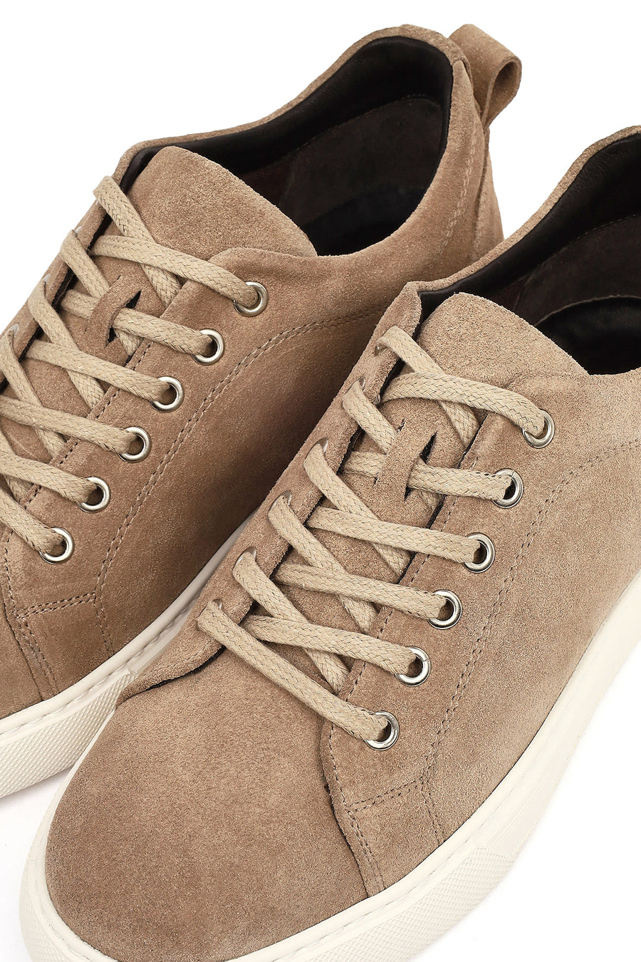 Erkek Vizon Bağcıklı Süet Deri Casual Sneaker