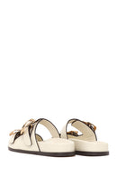 Woman Cream Double-Buckle Slippers | Derimod