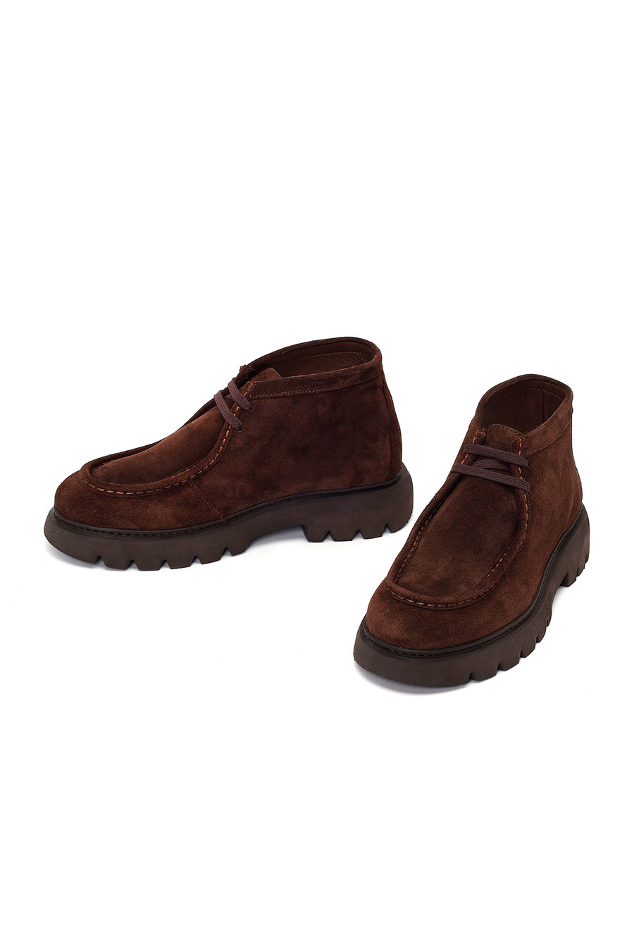 Male Brown Lace-up Suede Leather Casual Boots