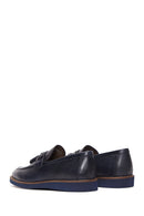 Erkek Lacivert Deri Baskılı Casual Loafer | Derimod