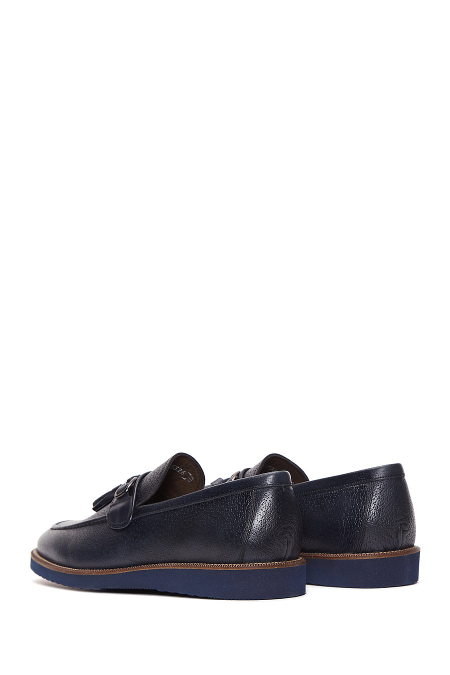 Erkek Lacivert Deri Baskılı Casual Loafer