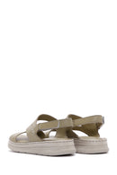 Women's Green Leather Comfort Sandals | Derimod