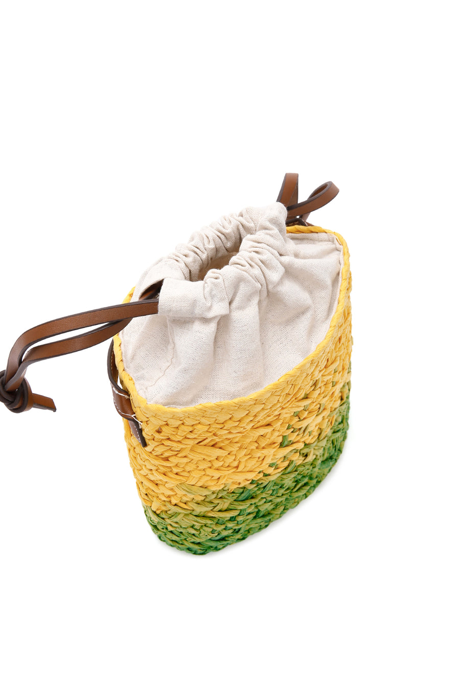 Women's Yellow Green Long Strap Straw Crossbody Bag