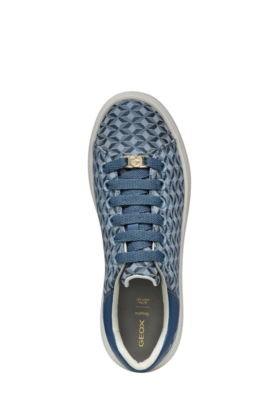 Geox Kadın Mavi D Spherica Ec4.D - Em. Tex + Sy Bağcıklı Desenli Kalın Tabanlı Sneaker