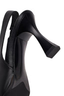 Woman Black Thick-Heeled Leather Sandal | Derimod