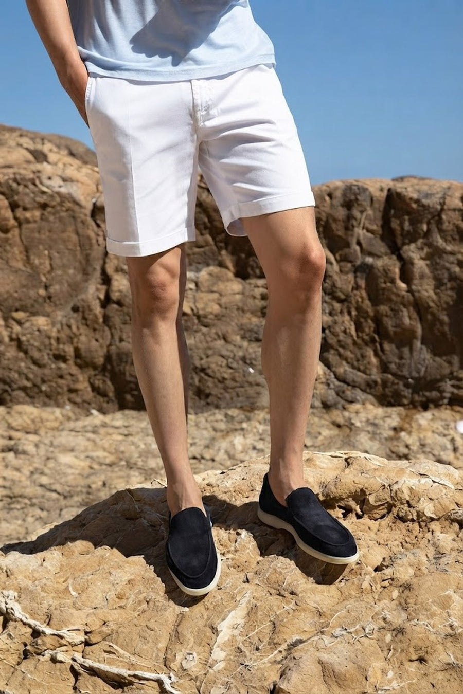 Male Navy Suede Leather Loafer