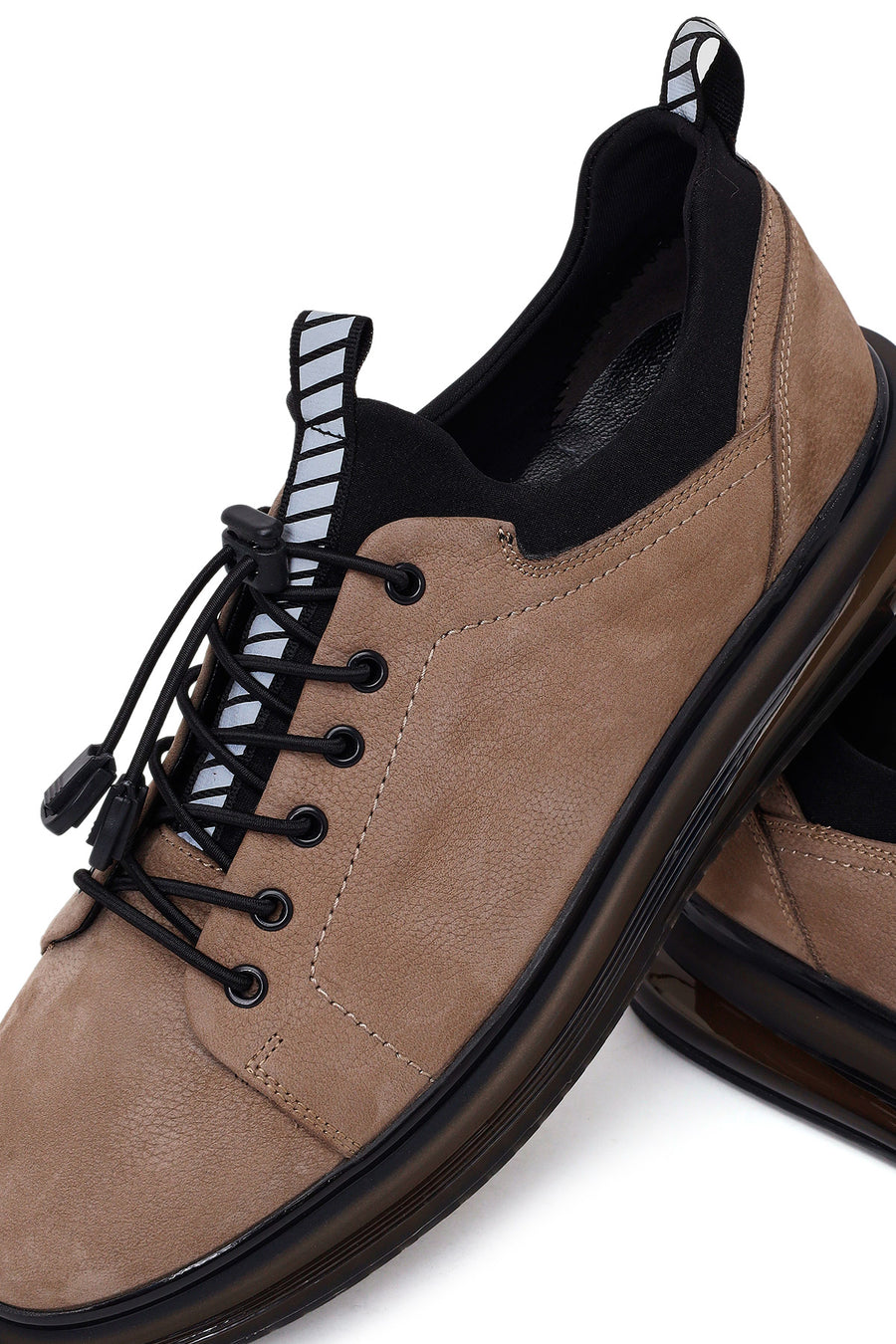 Erkek Vizon Bağcıklı Süet Deri Casual Sneaker
