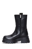 Women's Black Leather Zippered Thick Soled Boots | Derimod