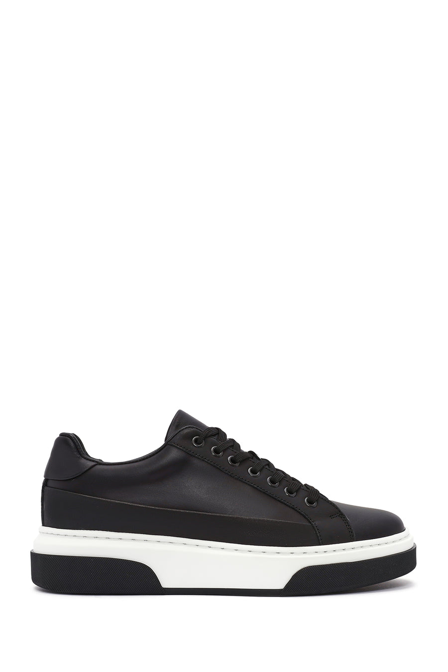 Erkek Siyah Bağcıklı Kalın Tabanlı Deri Sneaker WM740005DV | Derimod