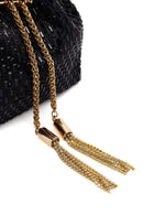 Woman Black Long Chain Strap Embellished Mini Evening Bag | Derimod