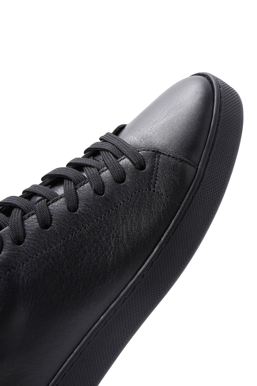 Erkek Siyah Bağcıklı Deri Sneaker