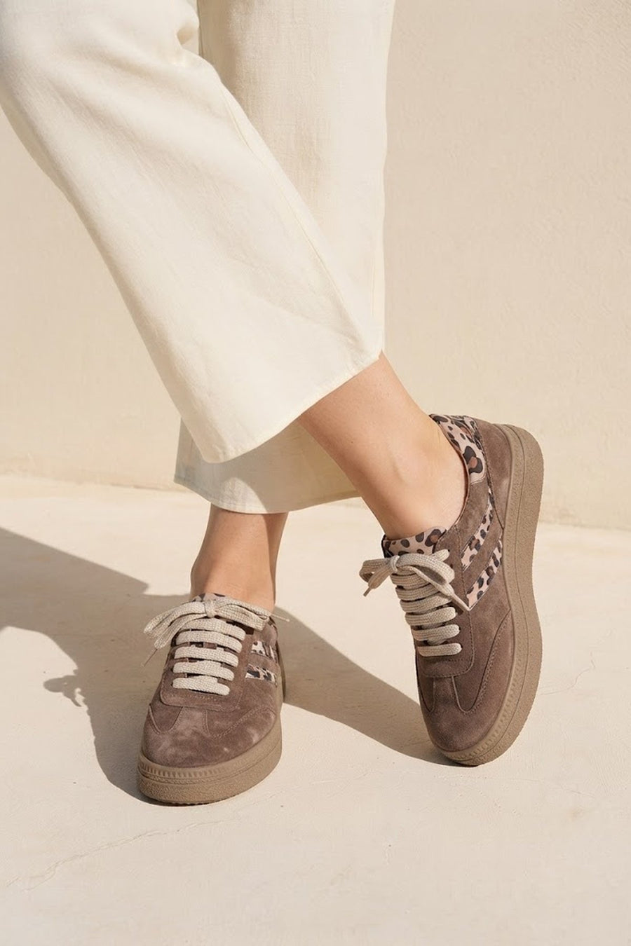 Kadın Vizon Bağcıklı Süet Deri Sneaker