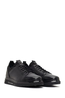 Erkek Siyah Bağcıklı Deri Sneaker | Derimod