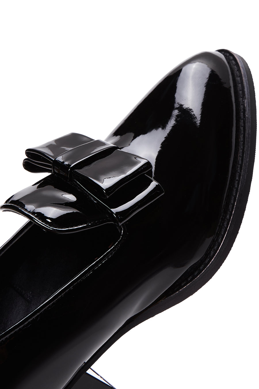 Kadın Siyah Topuklu Rugan Maskülen Loafer