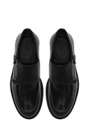 Male Black Double-Buckle Leather Casual Shoes | Derimod