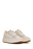 Women's Beige Lace-Up Thick-Sole Knitted Sneakers | Derimod