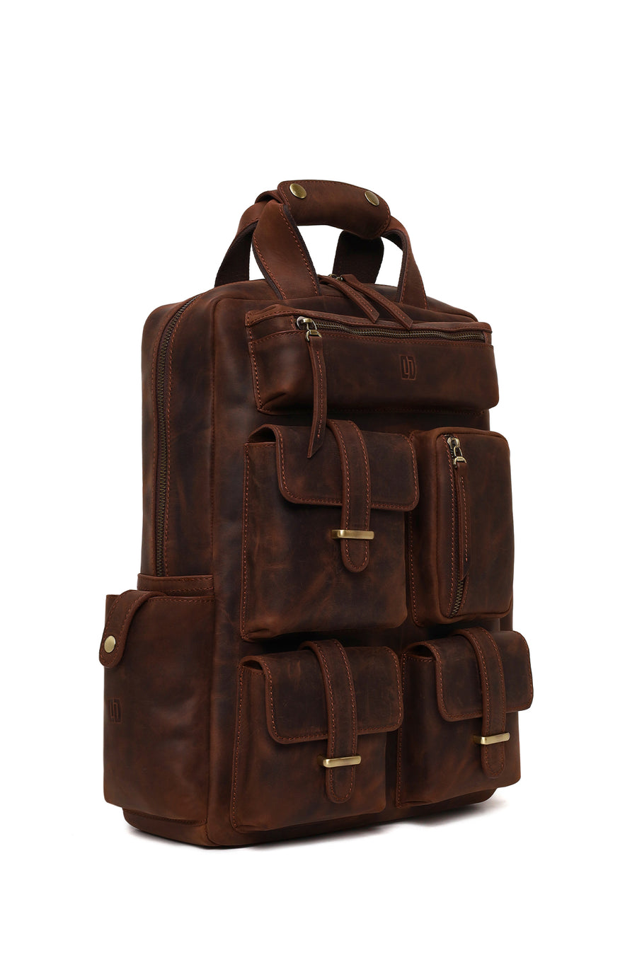 Male Brown Leather Backpack