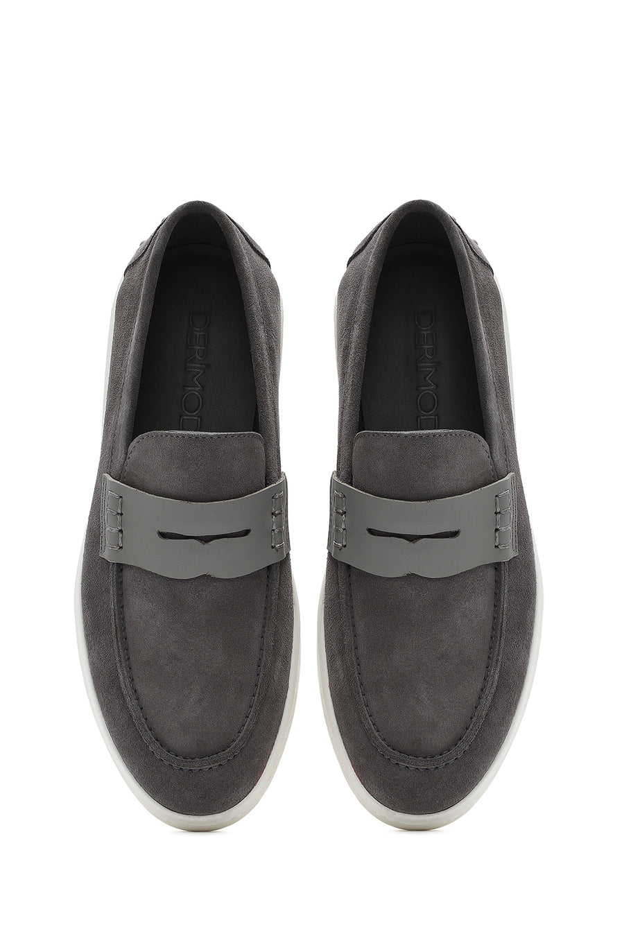 Men's Gray Thick Sole Suede Leather Casual Loafer