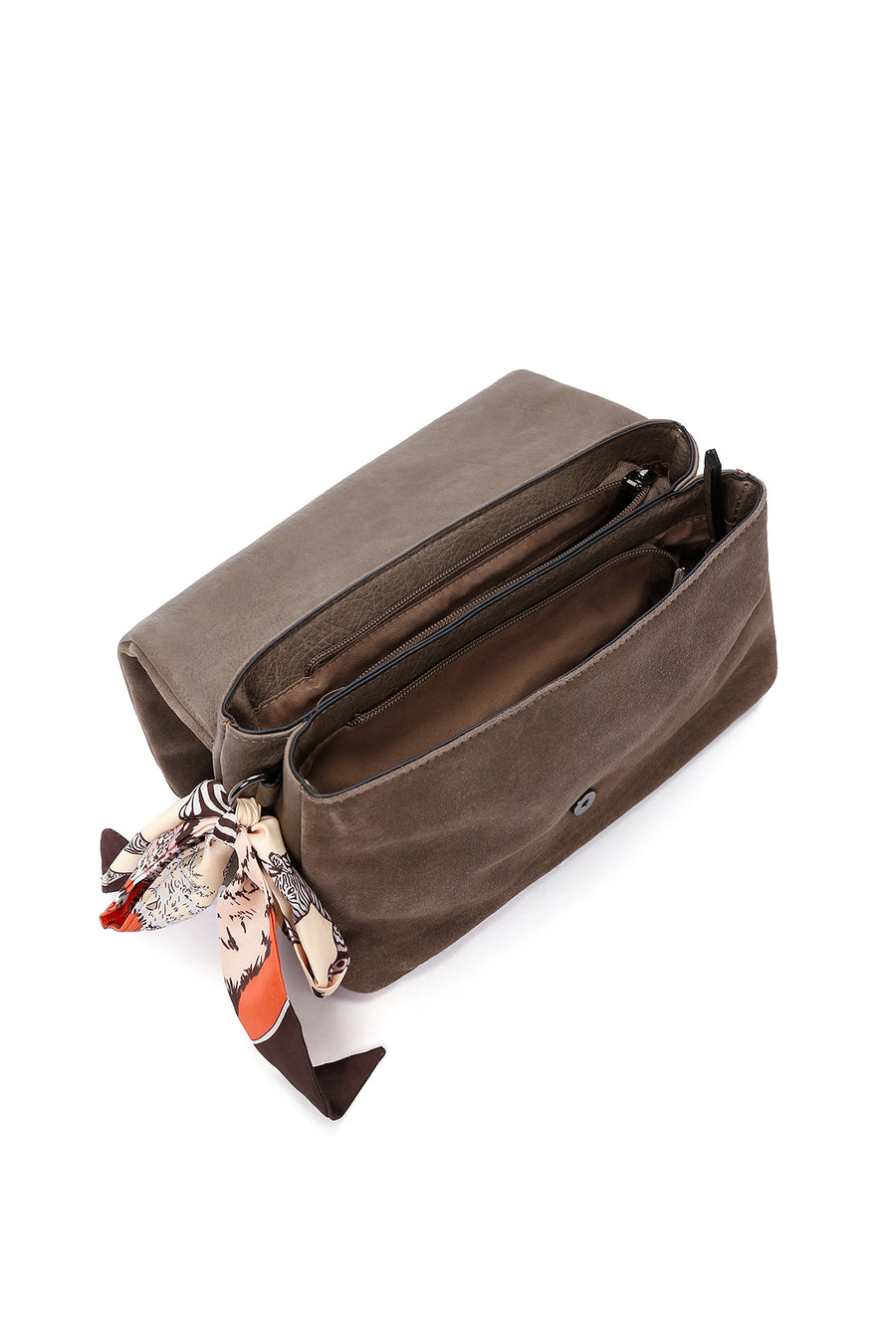 Women's Mink Long Strap Accessory Detailed Suede Crossbody Bag