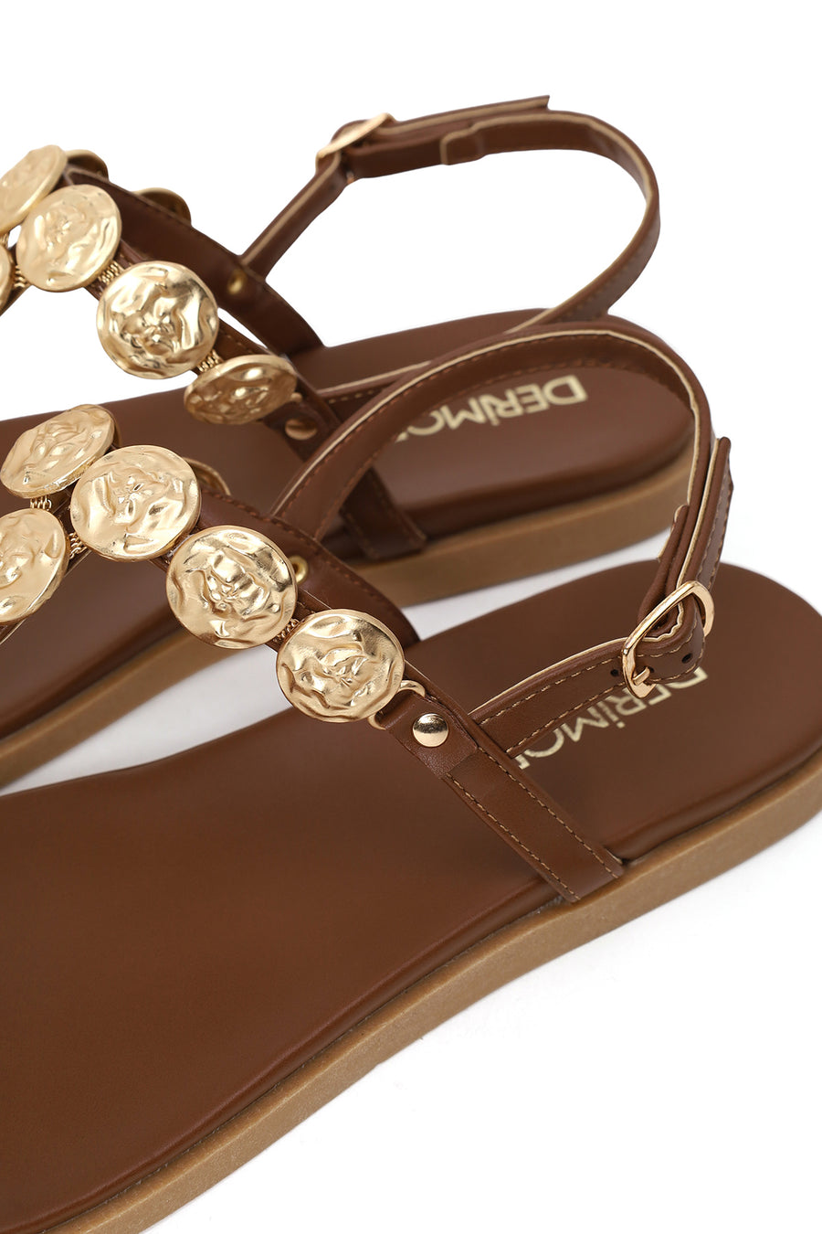 Woman Brown Buckled Flip-Flop Sandal