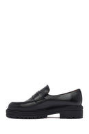Derimod Gritti Kadın Siyah Deri Maskülen Loafer | Derimod