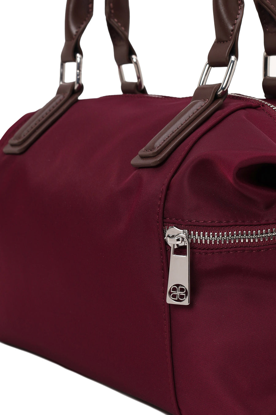 Woman Burgundy Long-Strap Fabric Shoulder Bag