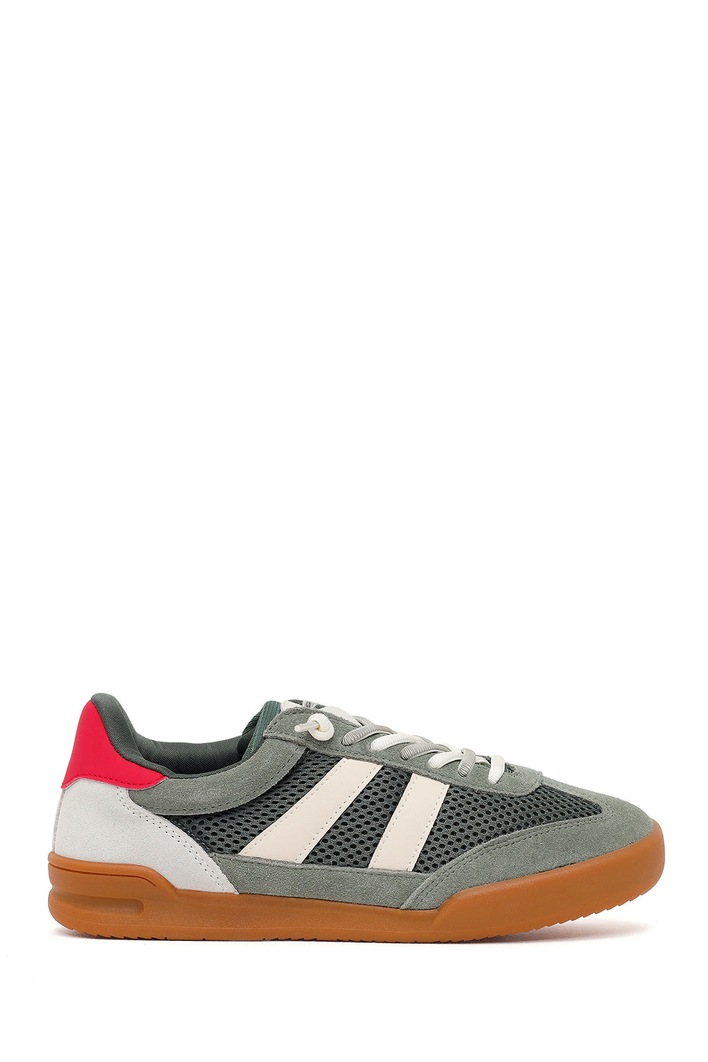Kadın Yeşil Bağcıklı Deri Sneaker