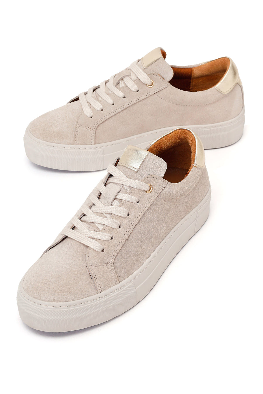 Kadın Bej Bağcıklı Süet Deri Sneaker