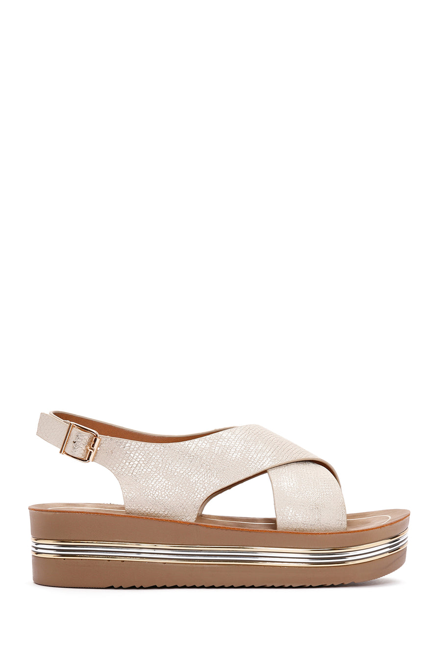 Women's Gold Chunky Sole Metallic Sandals 26SFE461632 | Derimod
