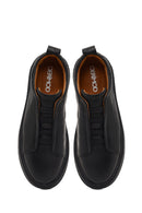 Men's Black Thick-Soled Leather Sneaker | Derimod