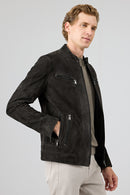Patrick Men's Grey Suede Leather Jacket | Derimod