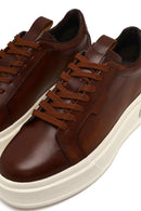 Erkek Kahverengi Bağcıklı Kalın Tabanlı Deri Sneaker | Derimod